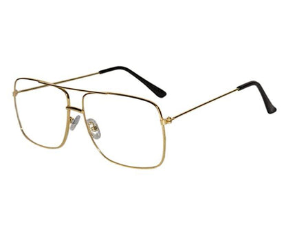 Unisex Clear Golden Retro Square Sunglass
